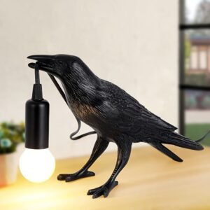 Gothic Crow Table Lamp With Bulb, Cute Black Raven Desk Decor, Desk Light For Bedroom Living Room, Goth Decor/Black Decor/Art Decor/Home Decor, Best Gifts For Boyfriends, Girlfriends, Apartment Decor