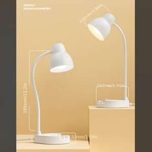 LED Desk Lamp Power Board | Independent Switch, Adjustable Rotating Night Light, Suitable for Bedrooms, Offices, Dormitories, Living Rooms - 3 Brightness Settings: White/Semi-Transparent/Yellow, Gooseneck Design, Polished End