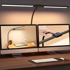 Desk Lamp with Black LED (Office Lighting): Features Adjustable Eye Protection And Settings. Offers Three Color Options And Ten Brightness Levels, with a Flexible Gooseneck That Can Also Be Adjusted, Making It Ideal for Home Offices, Work, And Study