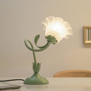Bedside Table Lamps for Bedroom, Cute Flower Desk Lamp with Adjustable Flexible Gooseneck, 3 Color Temperatures Nightstand Lamp with E26 LED Bulbs, Floral Lamp for Living Room, Office,Reading
