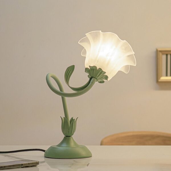 Bedside Table Lamps for Bedroom, Cute Flower Desk Lamp with Adjustable Flexible Gooseneck, 3 Color Temperatures Nightstand Lamp with E26 LED Bulbs, Floral Lamp for Living Room, Office,Reading